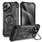 For iPhone 15 Pro Lens Holder MagSafe Phone Case(Grey) - 1