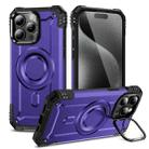 For iPhone 15 Pro Max Lens Holder MagSafe Phone Case(Purple) - 1