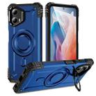 For Motorola Moto G 5G 2024 Lens Holder MagSafe Phone Case(Blue) - 1