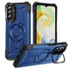 For Samsung Galaxy A04s Lens Holder MagSafe Phone Case(Blue) - 1
