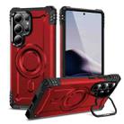For Samsung Galaxy S25 Ultra 5G Lens Holder MagSafe Phone Case(Red) - 1