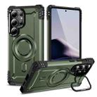 For Samsung Galaxy S25 Ultra 5G Lens Holder MagSafe Phone Case(Army Green) - 1