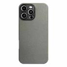 For iPhone 16 Pro Max Litchi Texture TPU Black Lens Frame Phone Case(Grey) - 1