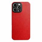 For iPhone 16 Pro Max Litchi Texture TPU Black Lens Frame Phone Case(Red) - 1