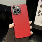 For iPhone 16 Pro Max Litchi Texture TPU Black Lens Frame Phone Case(Red) - 2