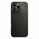 For iPhone 16 Pro Max Litchi Texture TPU Black Lens Frame Phone Case(Black) - 1