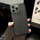 For iPhone 16 Pro Max Litchi Texture TPU Black Lens Frame Phone Case(Black) - 2