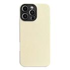 For iPhone 16 Pro Litchi Texture TPU Black Lens Frame Phone Case(White) - 1