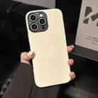 For iPhone 16 Pro Litchi Texture TPU Black Lens Frame Phone Case(White) - 2