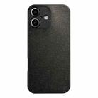 For iPhone 16 Plus Litchi Texture TPU Black Lens Frame Phone Case(Black) - 1