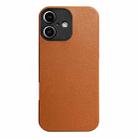 For iPhone 16 Plus Litchi Texture TPU Black Lens Frame Phone Case(Brown) - 1