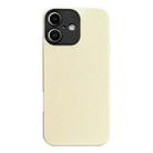 For iPhone 16 Litchi Texture TPU Black Lens Frame Phone Case(White) - 1