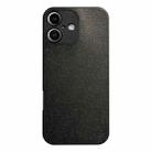 For iPhone 16 Litchi Texture TPU Black Lens Frame Phone Case(Black) - 1