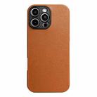 For iPhone 15 Pro Max Litchi Texture TPU Black Lens Frame Phone Case(Brown) - 1