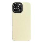 For iPhone 15 Pro Litchi Texture TPU Black Lens Frame Phone Case(White) - 1