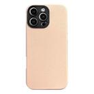 For iPhone 15 Pro Litchi Texture TPU Black Lens Frame Phone Case(Pink) - 1