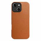 For iPhone 15 Plus Litchi Texture TPU Black Lens Frame Phone Case(Brown) - 1