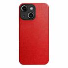 For iPhone 14 Litchi Texture TPU Black Lens Frame Phone Case(Red) - 1