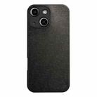 For iPhone 14 Litchi Texture TPU Black Lens Frame Phone Case(Black) - 1