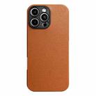 For iPhone 14 Pro Max Litchi Texture TPU Black Lens Frame Phone Case(Brown) - 1