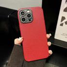 For iPhone 11 Pro Max Litchi Texture TPU Black Lens Frame Phone Case(Red) - 2