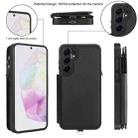 For Samsung Galaxy A35 5G Double Flap Zipper RFID Leather Phone Case with Short Lanyard(Black) - 3