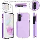 For Samsung Galaxy A35 5G Double Flap Zipper RFID Leather Phone Case with Short Lanyard(Light Purple) - 3