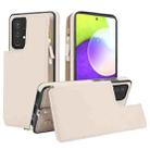 For Samsung Galaxy A52 5G Double Flap Zipper RFID Leather Phone Case with Short Lanyard(White) - 1