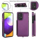 For Samsung Galaxy A52 5G Double Flap Zipper RFID Leather Phone Case with Short Lanyard(Dark Purple) - 2