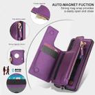 For Samsung Galaxy A52 5G Double Flap Zipper RFID Leather Phone Case with Short Lanyard(Dark Purple) - 3