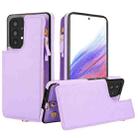 For Samsung Galaxy A53 5G Double Flap Zipper RFID Leather Phone Case with Short Lanyard(Light Purple) - 1