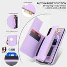For Samsung Galaxy A53 5G Double Flap Zipper RFID Leather Phone Case with Short Lanyard(Light Purple) - 3
