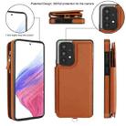 For Samsung Galaxy A53 5G Double Flap Zipper RFID Leather Phone Case with Short Lanyard(Brown) - 2