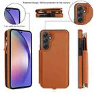 For Samsung Galaxy A54 Double Flap Zipper RFID Leather Phone Case with Short Lanyard(Brown) - 2