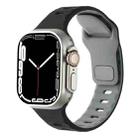 For Apple Watch 46mm / 49mm / 45mm / 44mm Horizontal Stripes Two-Color Silicone Watch Band(Black Grey) - 1