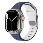 For Apple Watch 46mm / 49mm / 45mm / 44mm Horizontal Stripes Two-Color Silicone Watch Band(Midnight Blue White) - 1