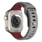For Apple Watch 46mm / 49mm / 45mm / 44mm Horizontal Stripes Two-Color Silicone Watch Band(Grey Wine Red) - 2