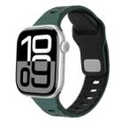 For Apple Watch 42mm / 41mm / 40mm / 38mm Horizontal Stripes Two-Color Silicone Watch Band(Deep Green Black) - 1