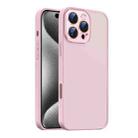 For iPhone 15 Pro Max Nano Semi-transparent Frosted Skin Feel Phone Case(Light Pink) - 1