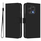 For Doogee N55 Plus Skin Feel Solid Color Leather Phone Case with Lanyard(Black) - 2