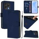 For Doogee N55 Plus Skin Feel Solid Color Leather Phone Case with Lanyard(Navy Blue) - 1