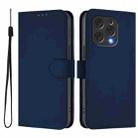 For Doogee N55 Plus Skin Feel Solid Color Leather Phone Case with Lanyard(Navy Blue) - 2