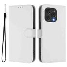 For Doogee N55 Plus Skin Feel Solid Color Leather Phone Case with Lanyard(White) - 2