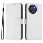 For Doogee Note 59 / Note 59 Pro Skin Feel Solid Color Leather Phone Case with Lanyard(White) - 2