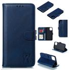 For iPhone 12 / 12 Pro Embossed Happy Cat Pattern Horizontal Flip Leather Case with Holder & Card Slots & Wallet & Photo Frame(Blue) - 1