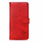 For Samsung Galaxy A21s Embossed Happy Cat Pattern Horizontal Flip Leather Case with Holder & Card Slots & Wallet & Photo Frame(Red) - 2