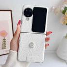 For OPPO Find N3 Flip 3D Camellia Plaid Fabric DIY PC Phone Case(White) - 2