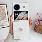 For vivo X Flip 3D Camellia Plaid Fabric DIY PC Phone Case(White) - 2