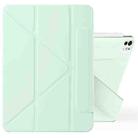 For iPad Pro 11 2024 Fixed Buckle Magnetic Deformation Leather Tablet Case(Baby Green) - 1