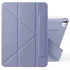 For iPad Pro 11 2024 Fixed Buckle Magnetic Deformation Leather Tablet Case(Lavender Purple) - 1